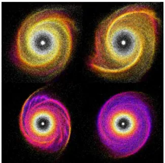 Figure 3. Colour-coded projected gas density in the plane of the binary orbit (see Fig