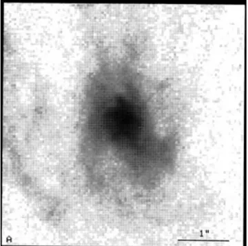 Figure 2. Adapted from Ford et al. (1994), and reproduced by permission of the AAS: HST F658N on-band image minus HST F547M off-band image of the M87 nucleus designed to highlight H α emission