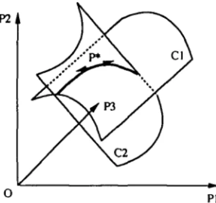 FIGURE  6. The two constraint surfaces leave only one effective degree of freedom among the three parameters