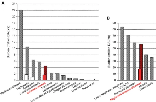 Fig. 2B compares the global burden estimate for the initial set of 13 neglected tropical diseases with the other major communicable diseases (Lopez et al.