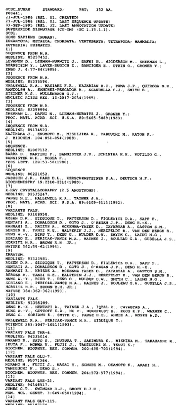 Figure 1. A sample entry from SWISS-PROT.
