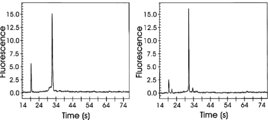 Figure 2. Electropherograms of gene-speci®c ssDNA of EL-1 (left panel) and p65 (right panel) were obtained using the Bioanalzyer 2100 (Agilent)