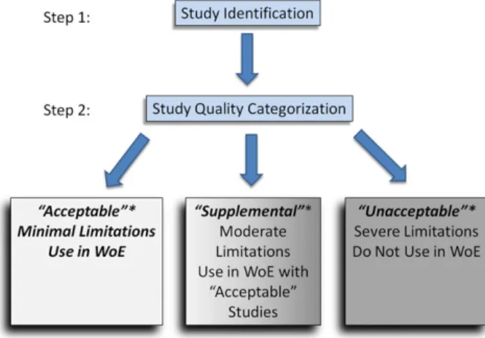 FIG. 2. Steps 1 and 2 of the Epid-Tox framework: study identification and quality categorization.