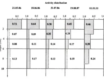 Fig. 2. Profiles of  90 Sr activity in a soil from southern  Switzerland. 