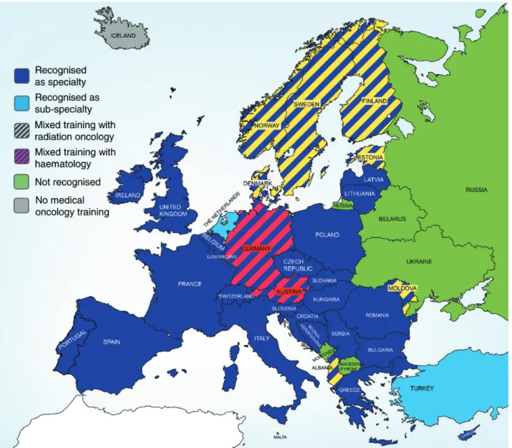 Figure 1. Recognition of medical oncology as an independent medical specialty in Europe [1].