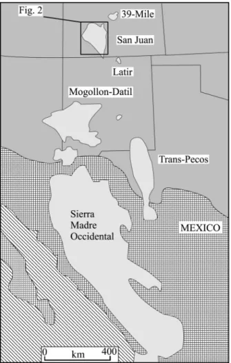 Fig. 1. Map of southwestern North America, emphasizing the align-