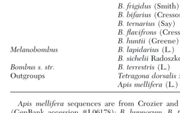 Table 2. Pairwise distances calculated according to Tajima and Nei (1984) for the combined cytochrome b and COI sequences