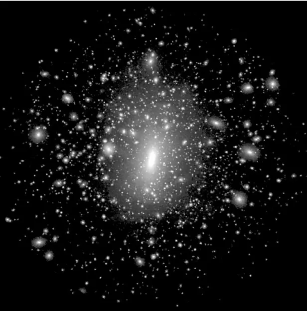 Figure 1. Density map for run D12 out to the virial radius. This cluster is prolate with a 3:1 major: minor axis ratio