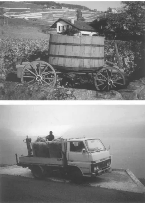 FIGURE  3.  Wagon with  stave-built wooden  vat. 