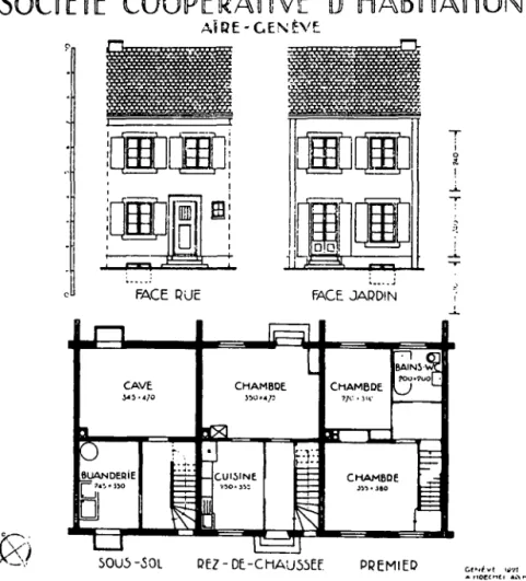 Figure 4: Example of house type 3, constructed at the garden suburb of Aire in Geneva during the 1920s, according to the plans of Arnold Hoeschel.