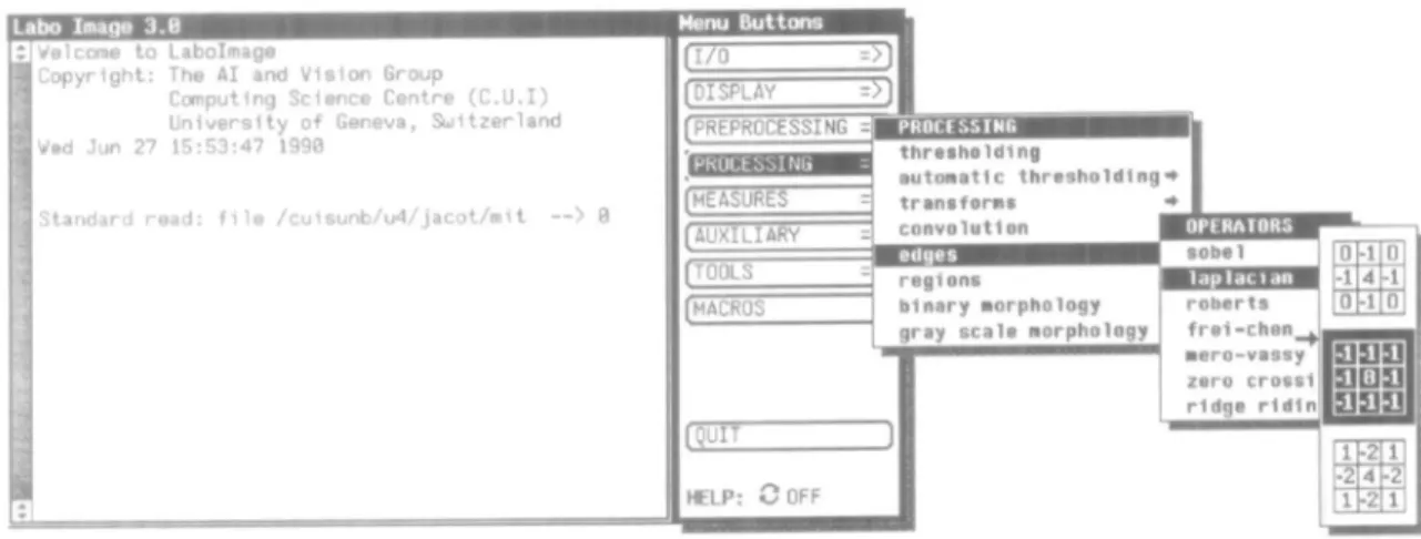 Fig. 6. The master window with its attached menu system (a bilingual English and French implementation is available).