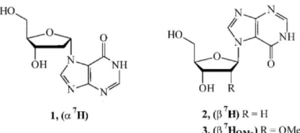 Figure 1. The three N 7 -hypoxanthine nucleosides prepared and used in this study.