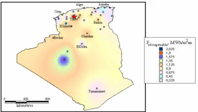Figure I.7 : Comparaison des puissances récupérables des sites ventés [1]. 