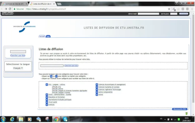 Figure 4 : Capture d’écran d’une liste de diffusion. 