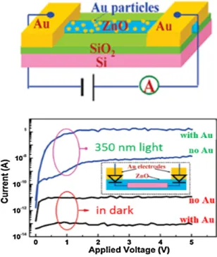 Figure II.8: High improvement of the performance of ZnO nanowire photodetectors by  Au nanoparticles [44]  
