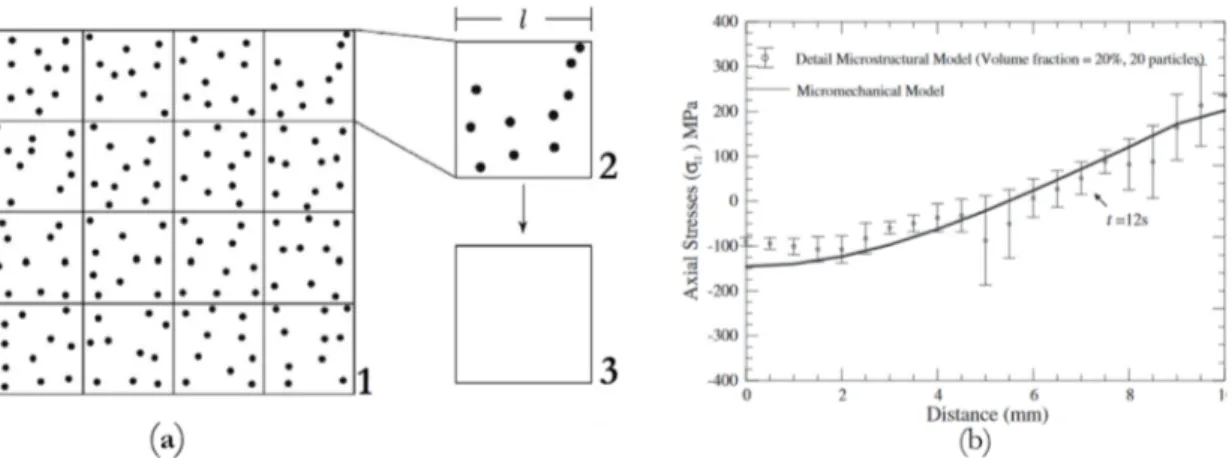 FIGURE 1.15. (a) Homogénéisation des sous-régions d'un composant du composite hétérogène.