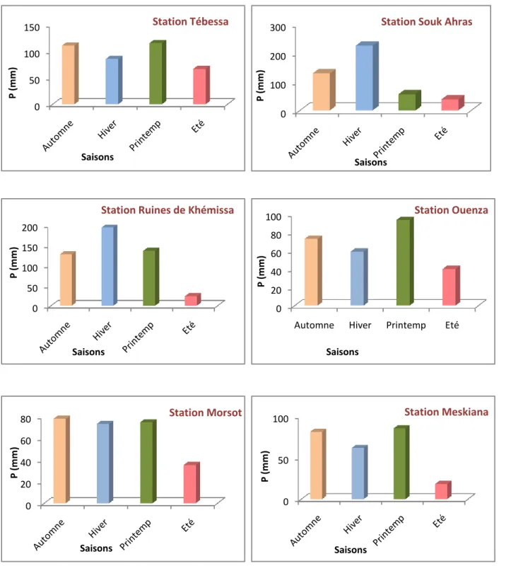 Fig n° 17 a: Variation saisonnière des précipitations dans le bassin versant de la Medjerda 