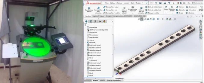 Figure III.3 Projecteur de profil  (Tesa scope 500V) et le modèle en SOLIDWORKS  III.3.2 Contrôle de la densité  