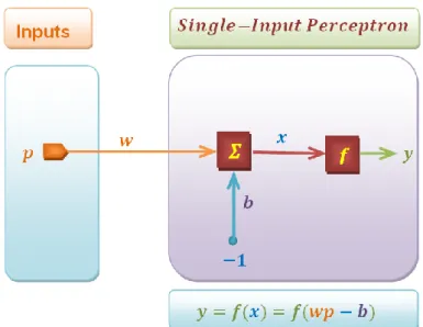 Figure II.25 illustrates a single-input perceptron. In this simple model, the perceptron has  only one input