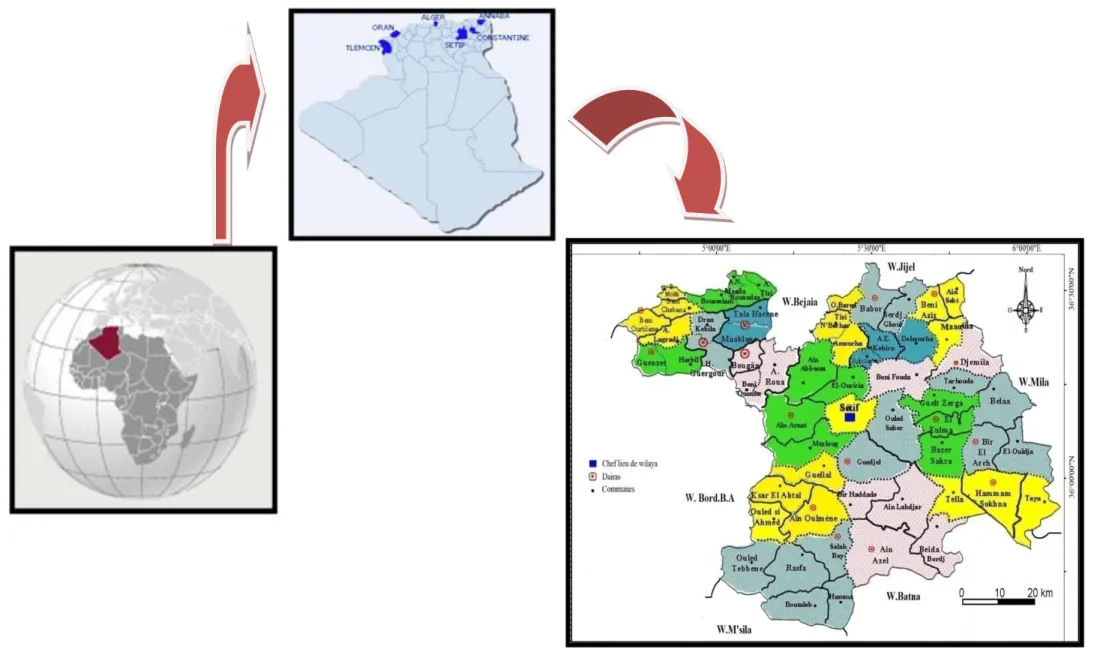 Figure I.1 : Situation géographique de la  région  de Sétif (DPAT. 2010). 
