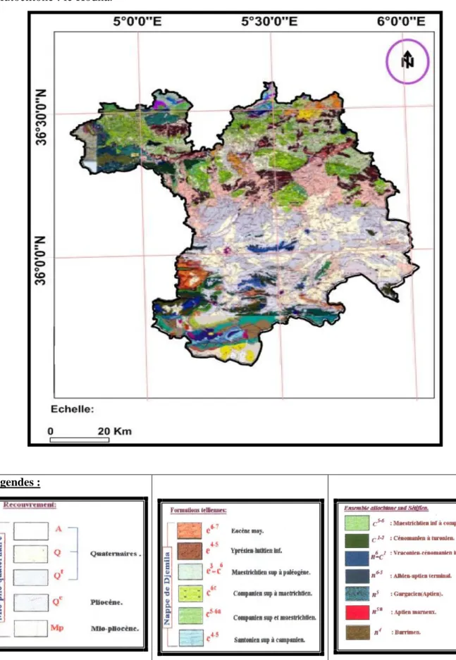 Figure II.5 : Contexte géologique de la région de Sétif 1/200 000 (Sonatrach, 1977).  