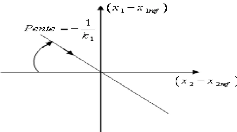 Fig. II.25. Interprétation géométrique de la macro-variable dans le plan de phase.  