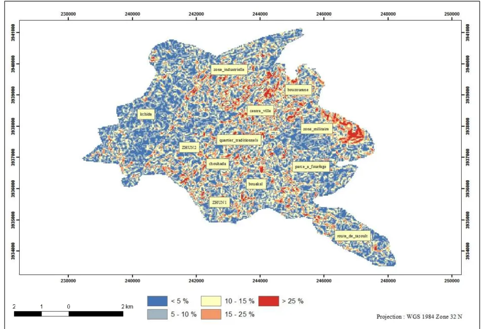 Figure 02 : Pente de la ville de Batna (%) 