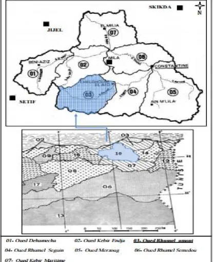 Figure 2.2 : Carte de situation géographique du bassin versant de l’Oued Rhumel (Mebarkia, 2011)