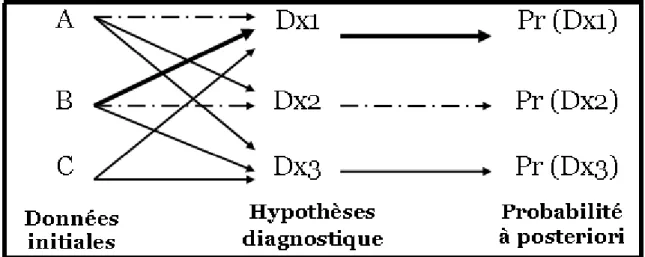 Fig 2.3.  Raisonnement bayésien (Eva, 2005) 