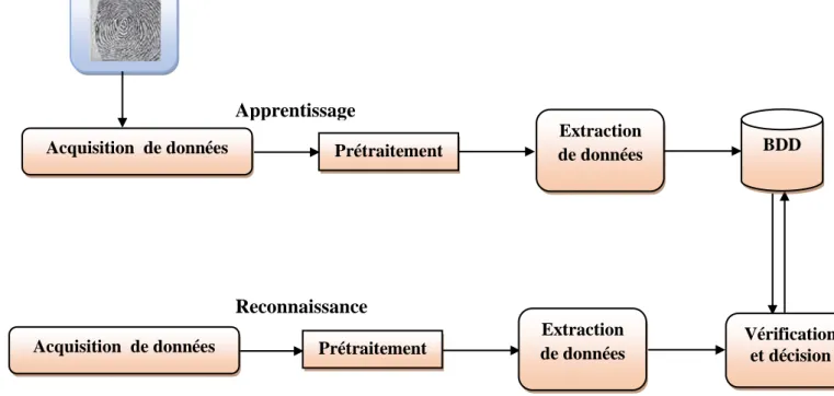 Figure 1.13: Architecture d’un système biométrique. 