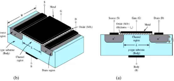 Figure 8 : Schéma d’un transistor MOS canal sur substrat type P. 
