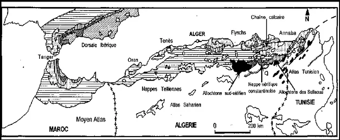 Fig .I.2:Localisation de l’avant pays allochtone dans le cadre Maghrébin (d’après J.M