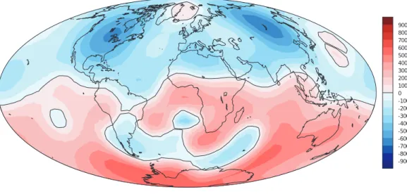 Figure 8. The 1915 constrained field model, plotted on the core surface. Colours as in Fig