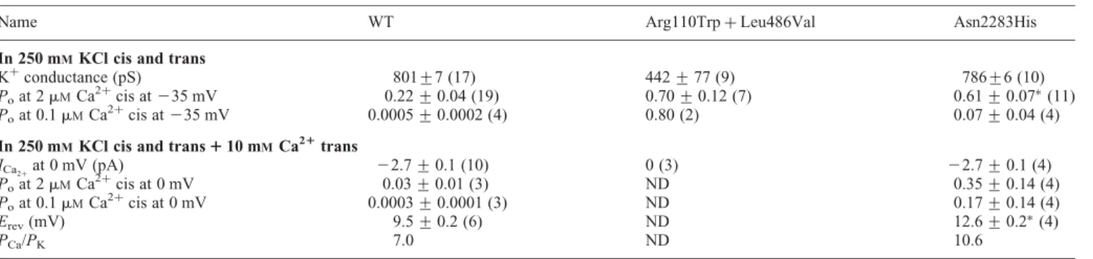 Table 2. Single-channel properties of WT and mutant RyR1s