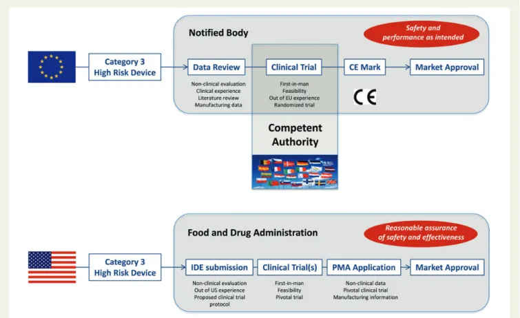 Figure 1 Summary of coronary stent approval pathways in Europe and in the United States