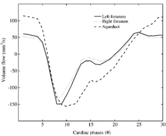 Figure 6 Phase differences (D w in fractions of a period) and volume flows of the different subjects.