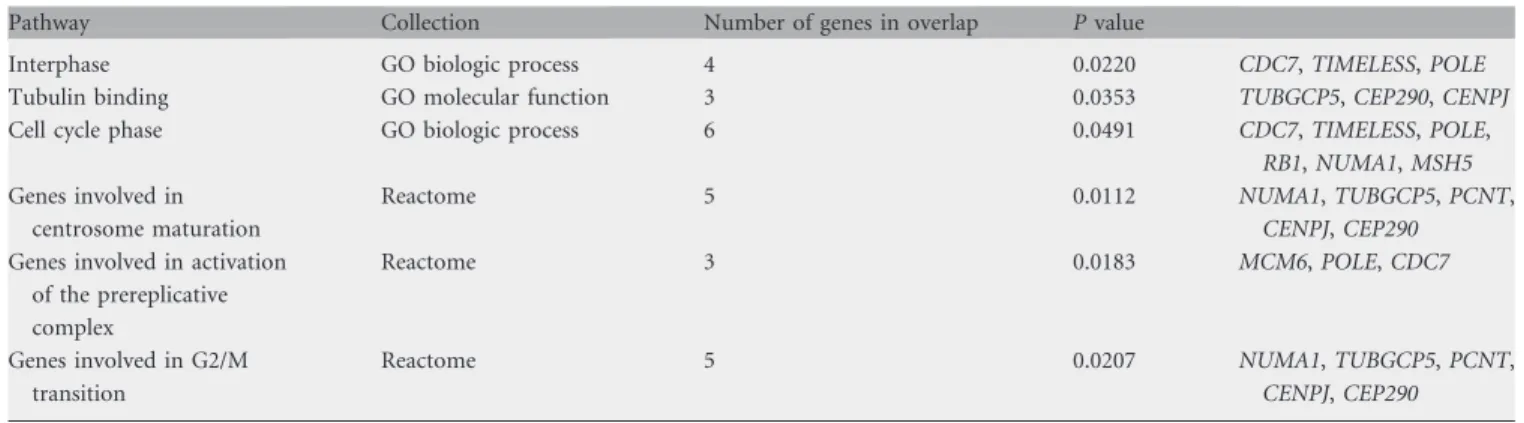 Table 2. Deregulated pathways in diffuse large B-cell lymphomas with del(13q14.3) based upon Gene Set Enrichment Analysis