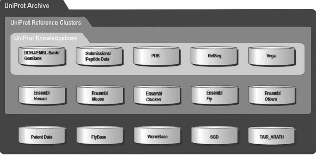 Figure 1. Overview of the major data sources of the UniProt databases.