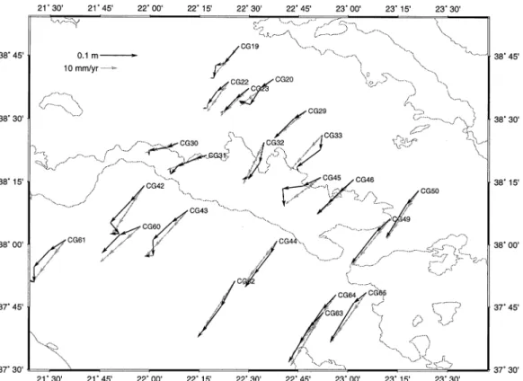 Fig. 10 and Table 1 show the complete velocity ¢eld that we have obtained, relative to stable Eurasia