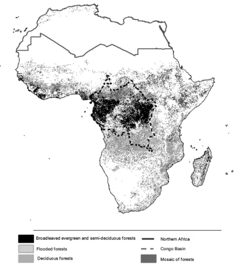Figure 2. Forest distribution in Africa based on GLOBCOVER