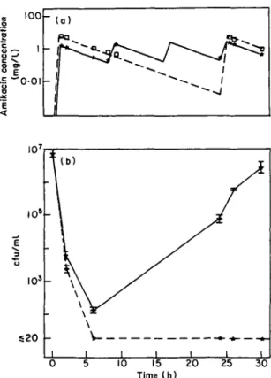 Figure 3. Impact of dosage regimen of amikacin against P. aeruginosa 27853 in a one-compartment model (model G)