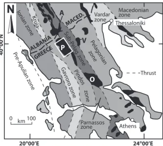 Fig. 1. The Pindos ophiolite within the Hellenides, modified after Robertson &amp; Shallo (2000)
