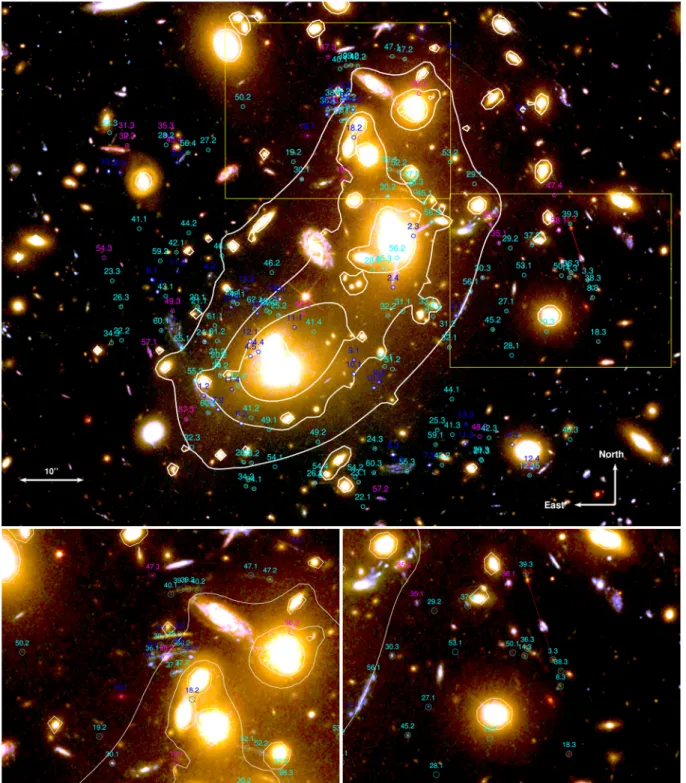 Figure 1. The overview of all multiple image systems used in this study. The pre-HFF systems are shown in dark blue