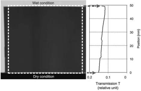 Figure 5 From the corrected neutron image, the data were retrieved with a profile almost as wide as the sample (left hand side);