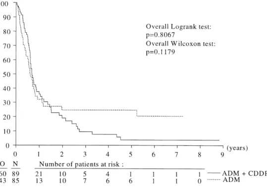 Figure 2. Kaplan–Maier plot of time to progression according to treatment arm.