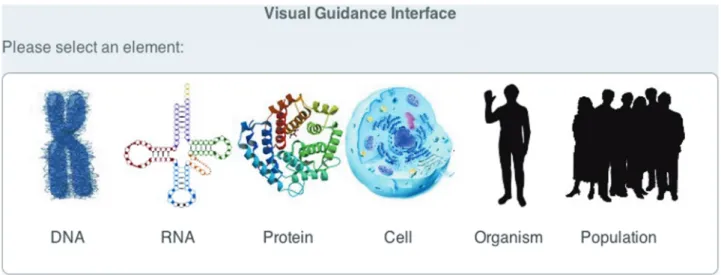 Figure 4. Entry point for the visual guidance interface—includes categories to be selected.