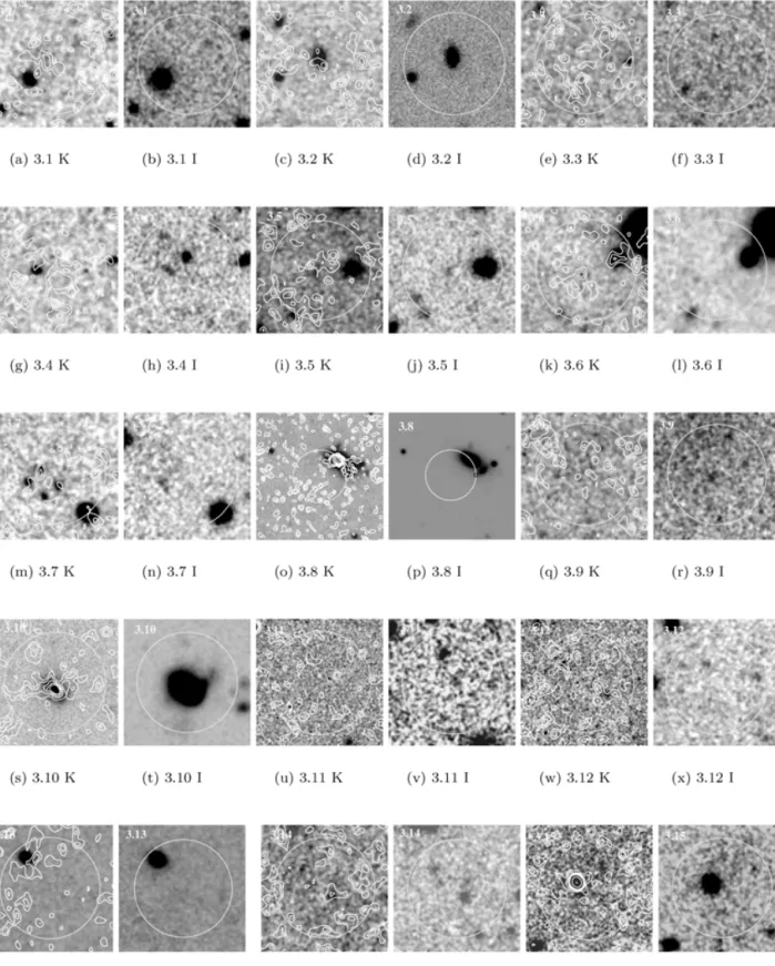 Figure 1. Optical (I-band) and near-IR (K-band) images of the fields. The I-band image is from the CFDF Survey
