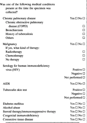 Table 1. Patient questionnaire for significance ofnon tuberculous mycobacteria (NTM).