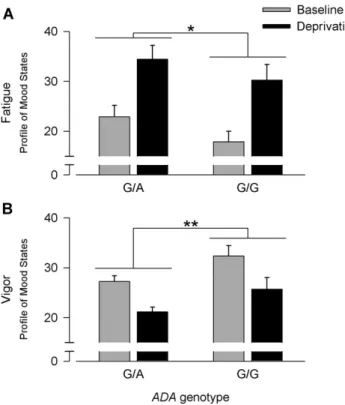 Figure 5. Reduced speed on d2 attention task in the G/A genotype compared with the G/G genotype of ADA