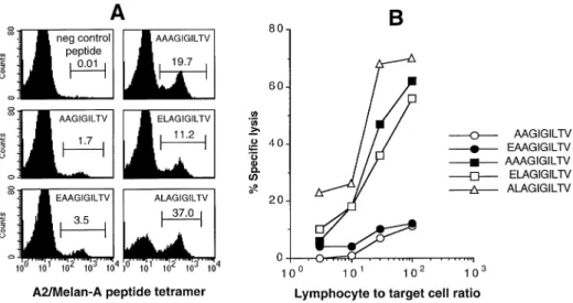 Fig. 5. Induction of Melan-A-specific T cell expansion and cytotoxic effector function by Melan-A parental and analogue peptides